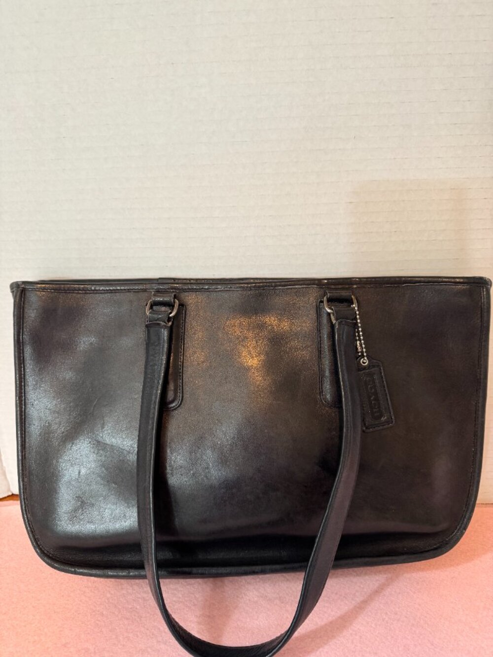 Coach Vintage Leather Open Compartment Bag/Zipper Tote/Carry-All/Satchel, Black
